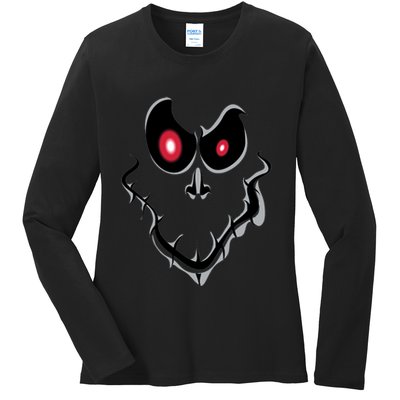 Funny Ghost Face Halloween Ladies Long Sleeve Shirt