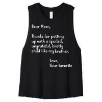 Funny Gift For Mothers Dear Mom (Brother) Women's Racerback Cropped Tank