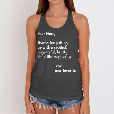 Funny Gift For Mothers Dear Mom (Brother) Women's Knotted Racerback Tank