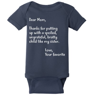 Funny Gift For Mothers Dear Mom (Sister) Baby Bodysuit