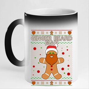 Funny Ginger Beard Man Ugly Christmas Sweater 11oz Black Color Changing Mug