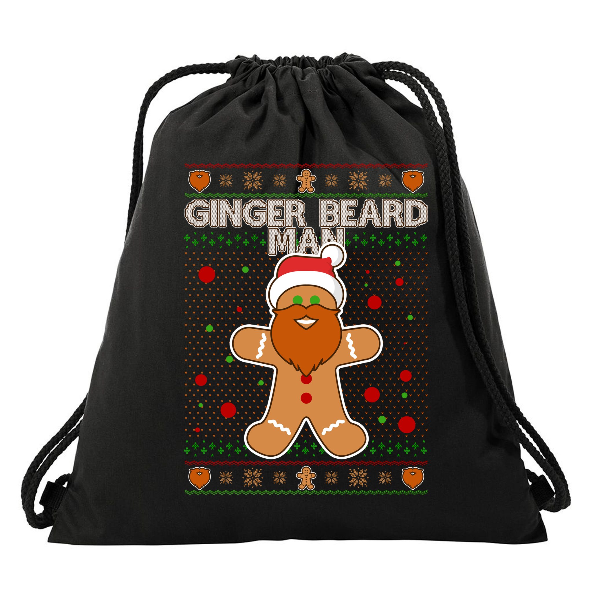 Funny Ginger Beard Man Ugly Christmas Sweater Drawstring Bag