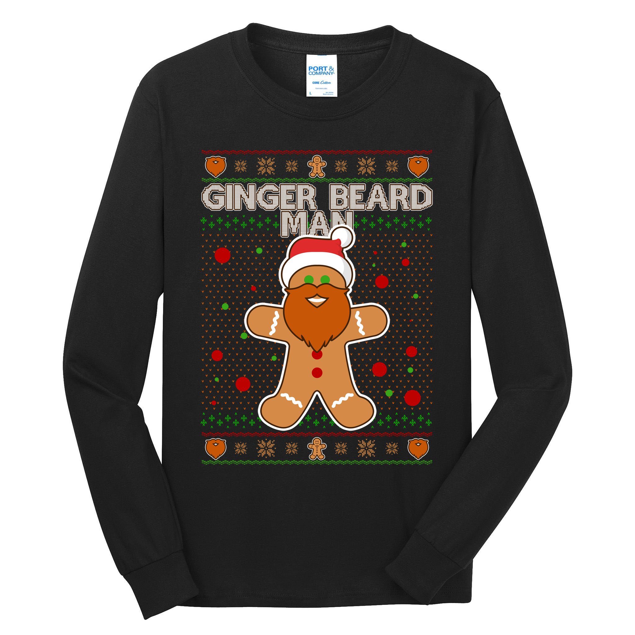 Funny Ginger Beard Man Ugly Christmas Sweater Tall Long Sleeve T-Shirt