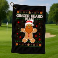 Funny Ginger Beard Man Ugly Christmas Sweater Golf Towel