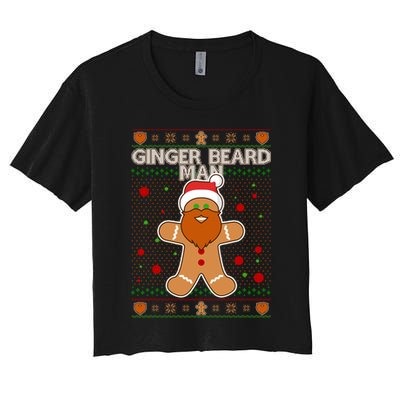Funny Ginger Beard Man Ugly Christmas Sweater Crop Top
