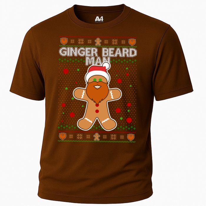 Funny Ginger Beard Man Ugly Christmas Sweater Cooling Performance Crew T-Shirt
