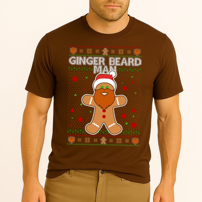 Funny Ginger Beard Man Ugly Christmas Sweater Cooling Performance Crew T-Shirt