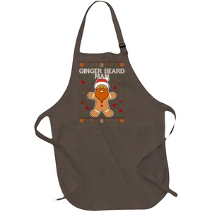 Funny Ginger Beard Man Ugly Christmas Sweater Full-Length Apron With Pockets