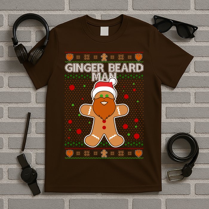 Funny Ginger Beard Man Ugly Christmas Sweater T-Shirt