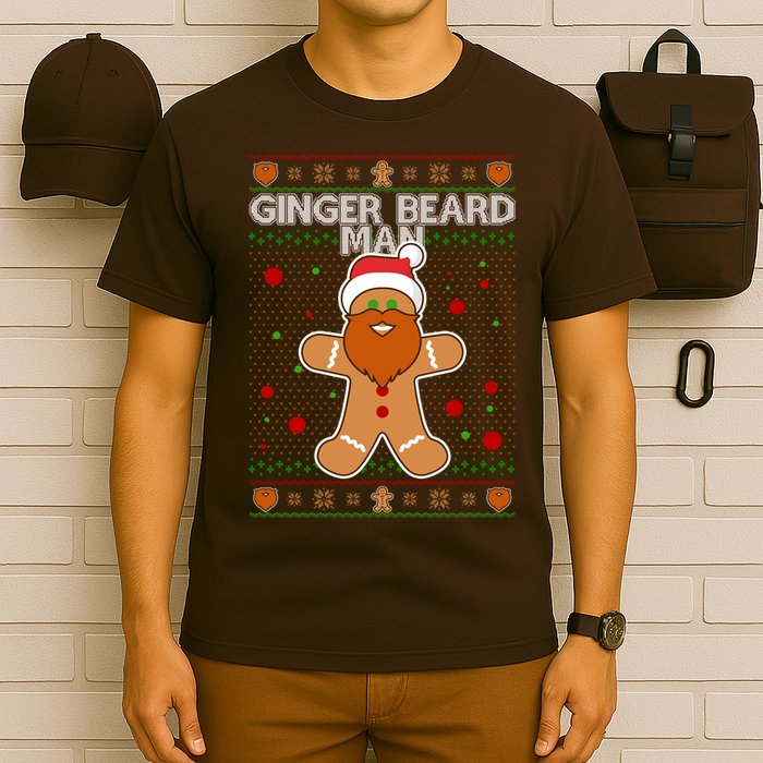 Funny Ginger Beard Man Ugly Christmas Sweater T-Shirt