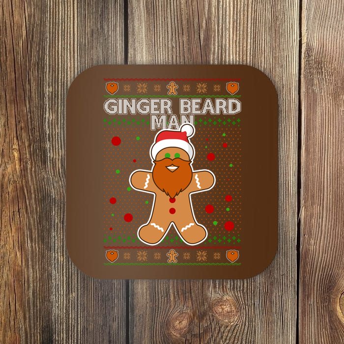 Funny Ginger Beard Man Ugly Christmas Sweater Coaster