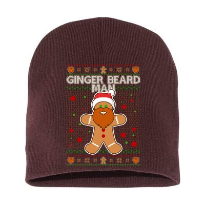 Funny Ginger Beard Man Ugly Christmas Sweater Short Acrylic Beanie