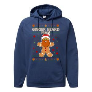 Funny Ginger Beard Man Ugly Christmas Sweater Performance Fleece Hoodie