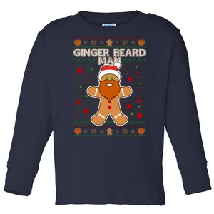 Funny Ginger Beard Man Ugly Christmas Sweater Toddler Long Sleeve Shirt