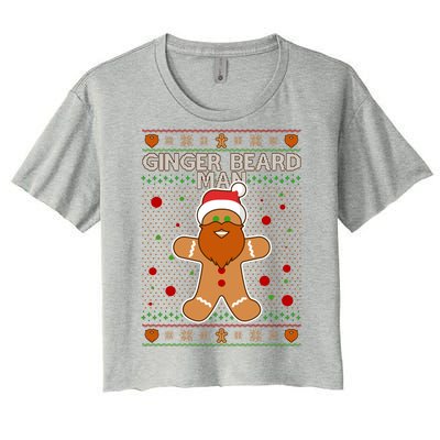 Funny Ginger Beard Man Ugly Christmas Sweater Women's Crop Top Tee