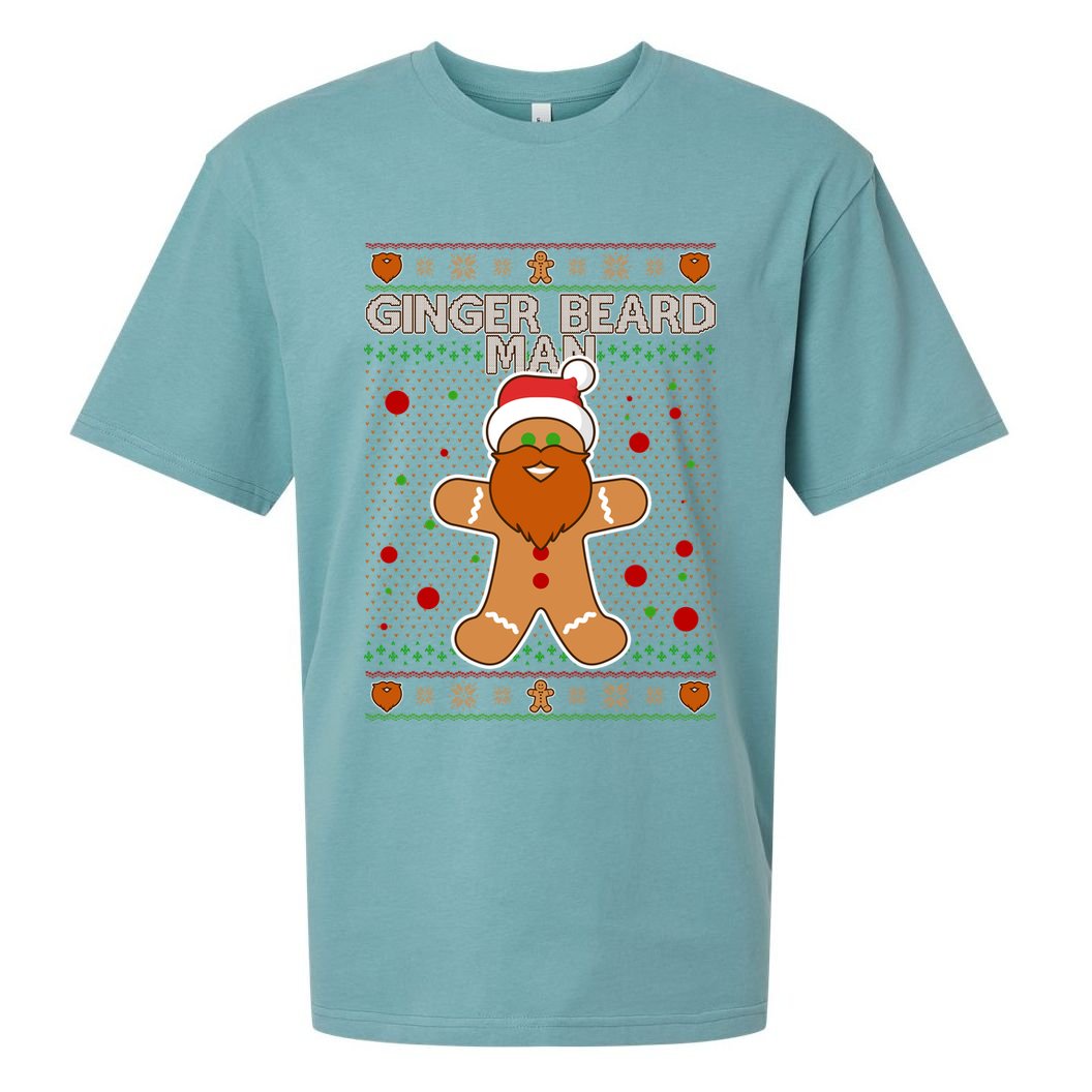 Funny Ginger Beard Man Ugly Christmas Sweater Sueded Cloud Jersey T-Shirt