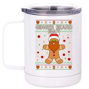 Funny Ginger Beard Man Ugly Christmas Sweater 12 oz Stainless Steel Tumbler Cup