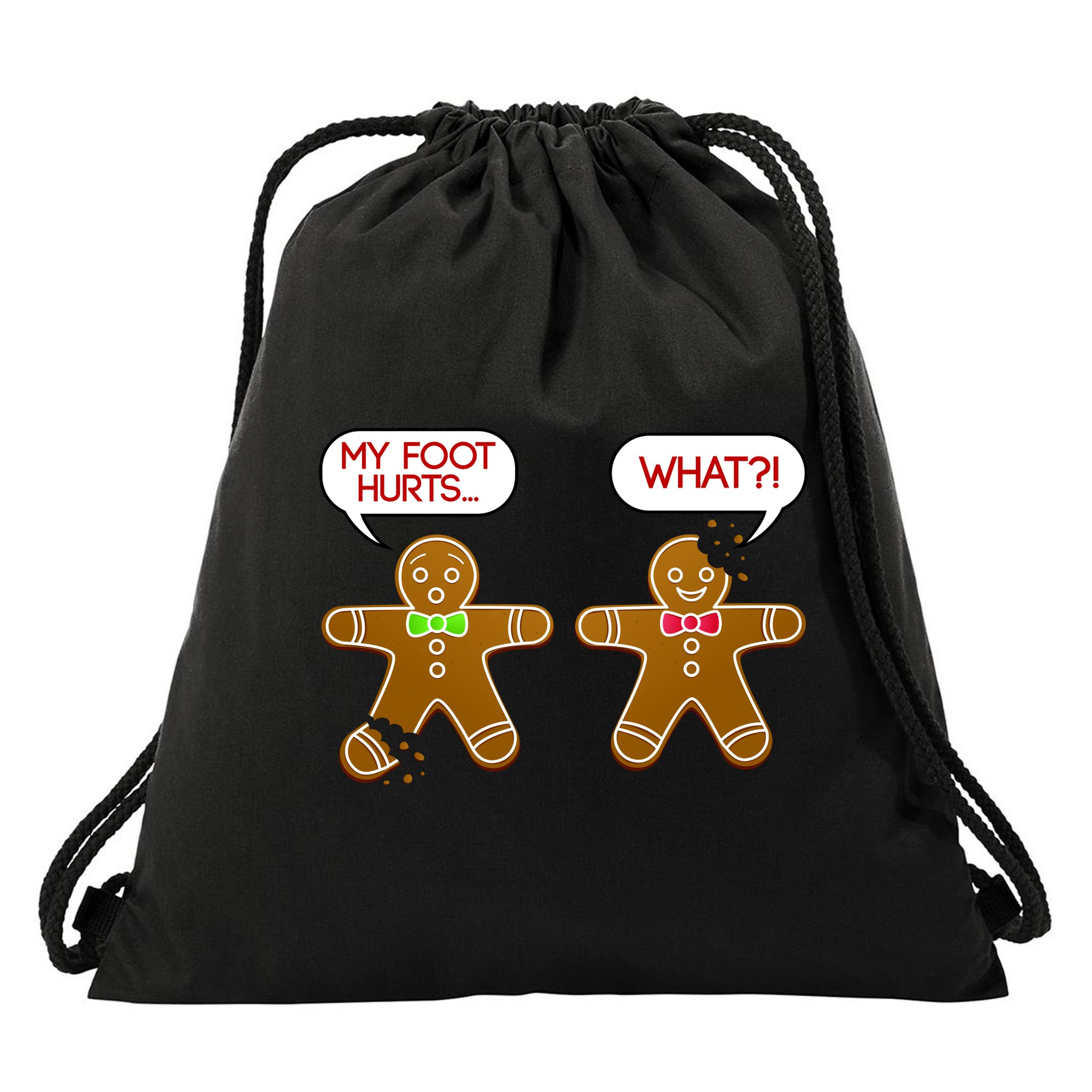 Funny Gingerbread Christmas Drawstring Bag