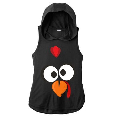 Funny Gobble Turkey Face Ladies PosiCharge Tri-Blend Wicking Draft Hoodie Tank