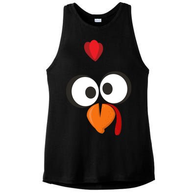 Funny Gobble Turkey Face Ladies PosiCharge Tri-Blend Wicking Tank