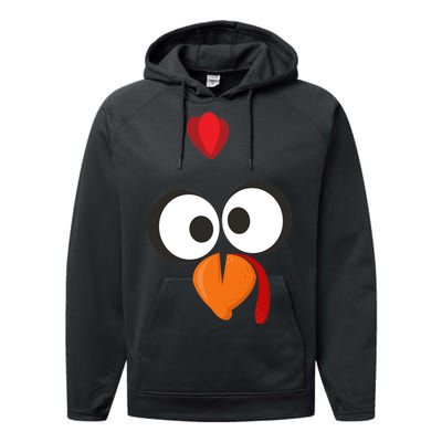 Funny Gobble Turkey Face Performance Fleece Hoodie