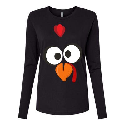 Funny Gobble Turkey Face Womens Cotton Relaxed Long Sleeve T-Shirt