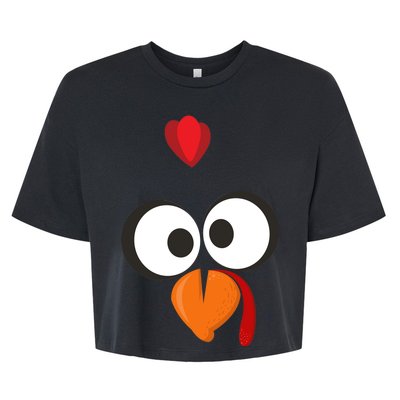 Funny Gobble Turkey Face Bella+Canvas Jersey Crop Tee