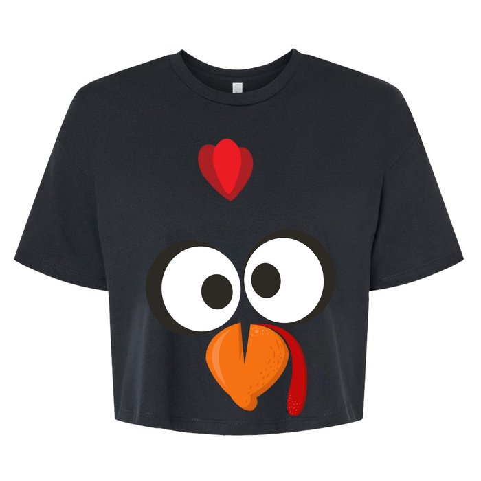 Funny Gobble Turkey Face Bella+Canvas Jersey Crop Tee