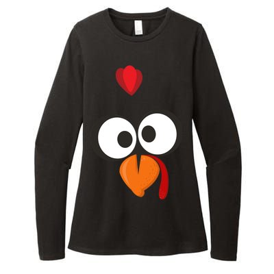 Funny Gobble Turkey Face Womens CVC Long Sleeve Shirt