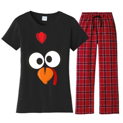 Funny Gobble Turkey Face Women's Flannel Pajama Set