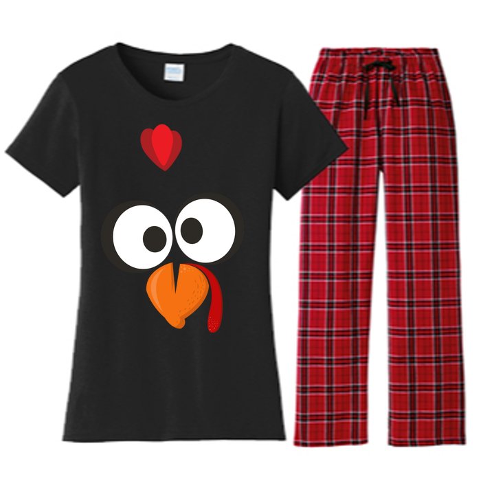 Funny Gobble Turkey Face Women's Flannel Pajama Set