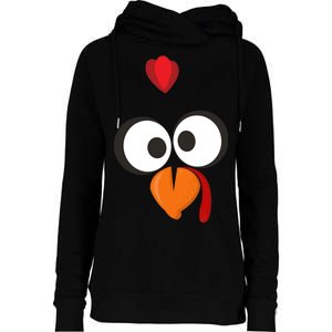 Funny Gobble Turkey Face Womens Funnel Neck Pullover Hood