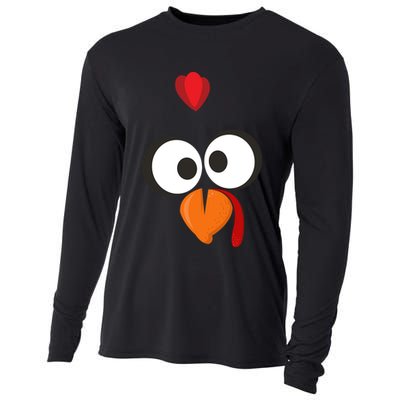 Funny Gobble Turkey Face Cooling Performance Long Sleeve Crew