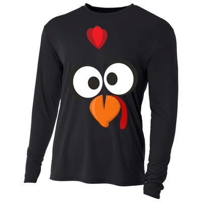 Funny Gobble Turkey Face Cooling Performance Long Sleeve Crew