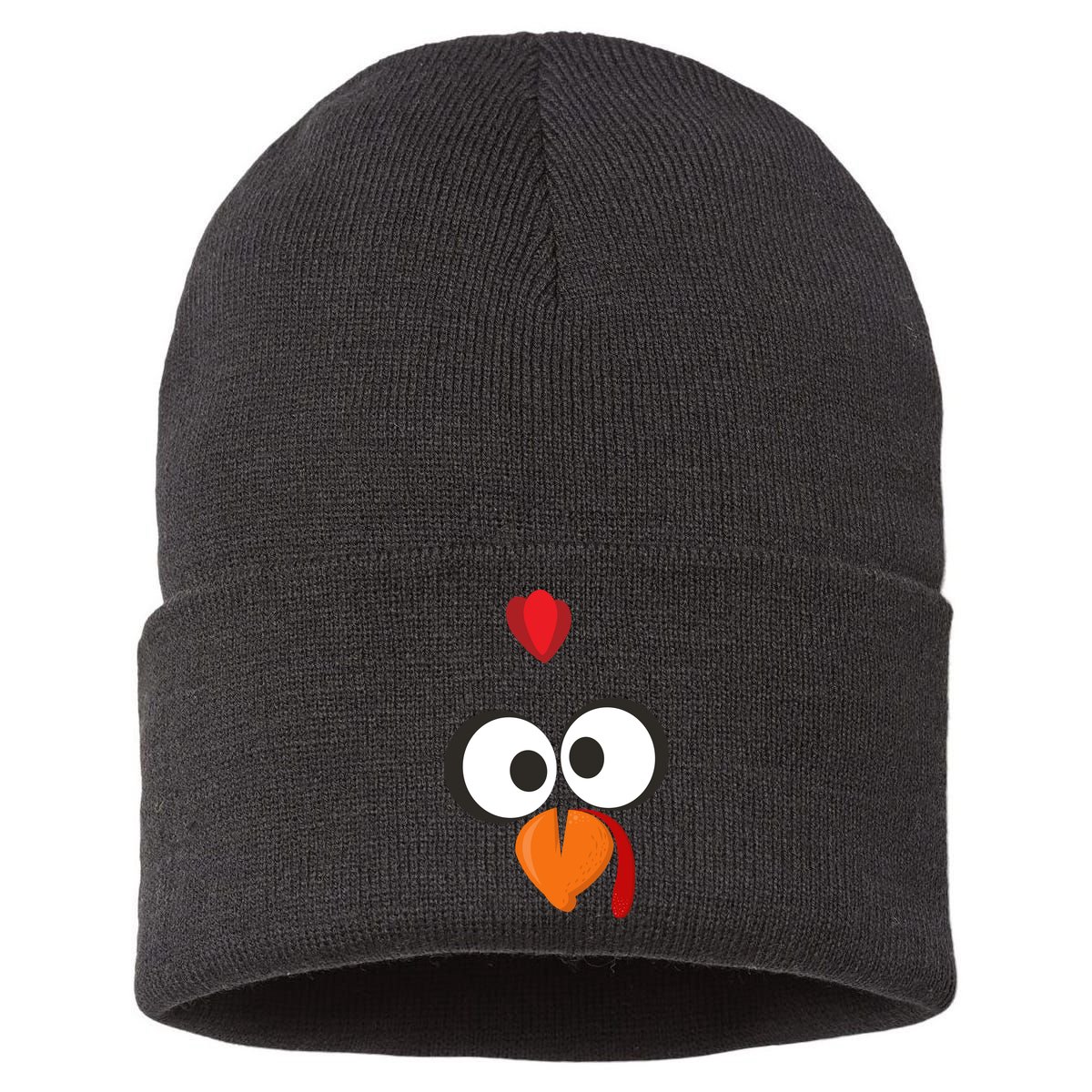 Funny Gobble Turkey Face Sustainable Knit Beanie