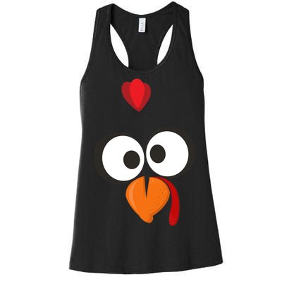 Funny Gobble Turkey Face Women's Racerback Tank