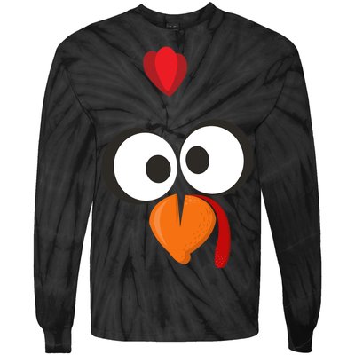 Funny Gobble Turkey Face Tie-Dye Long Sleeve Shirt