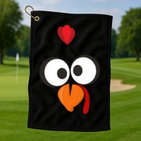 Funny Gobble Turkey Face Golf Towel
