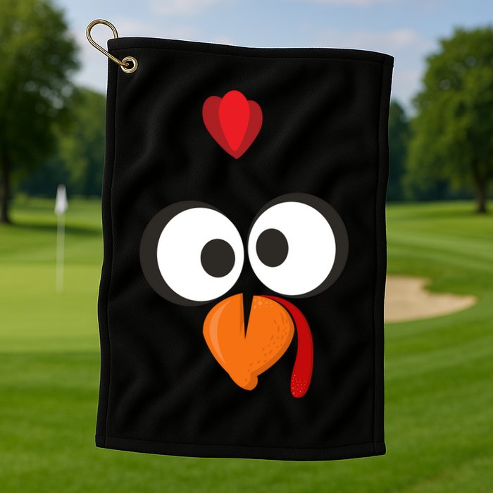Funny Gobble Turkey Face Golf Towel