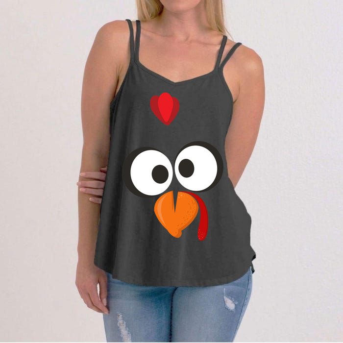 Funny Gobble Turkey Face Women's Strappy Tank