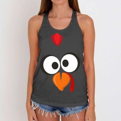 Funny Gobble Turkey Face Women's Knotted Racerback Tank