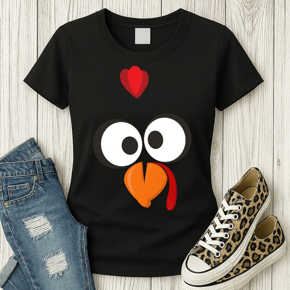 Funny Gobble Turkey Face Womens T-Shirt