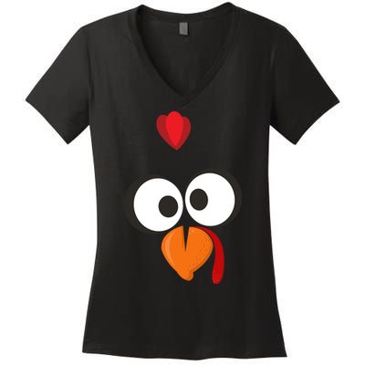Funny Gobble Turkey Face Women's V-Neck T-Shirt
