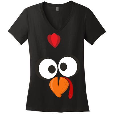 Funny Gobble Turkey Face Women's V-Neck T-Shirt