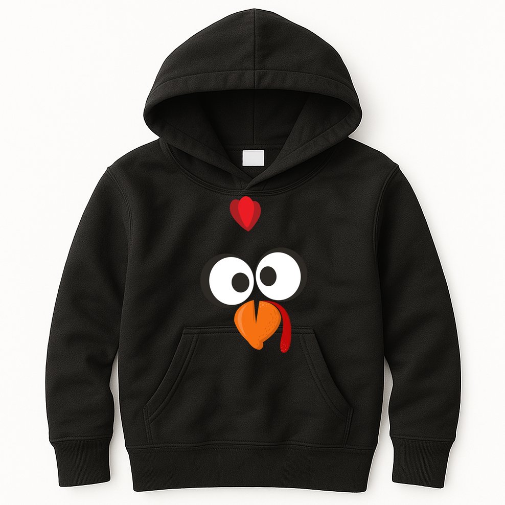 Funny Gobble Turkey Face Kids Hoodie