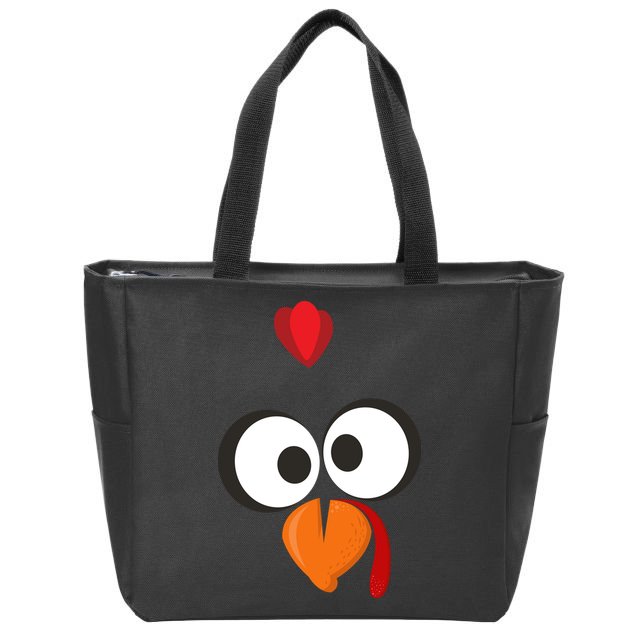 Funny Gobble Turkey Face Zip Tote Bag