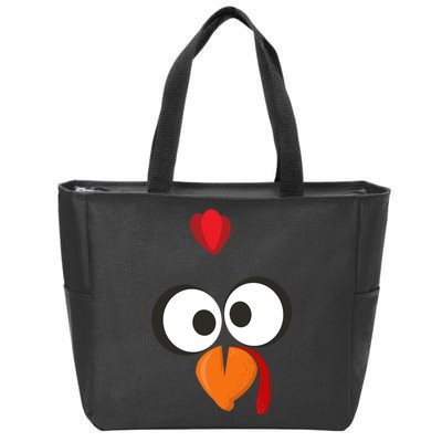 Funny Gobble Turkey Face Zip Tote Bag