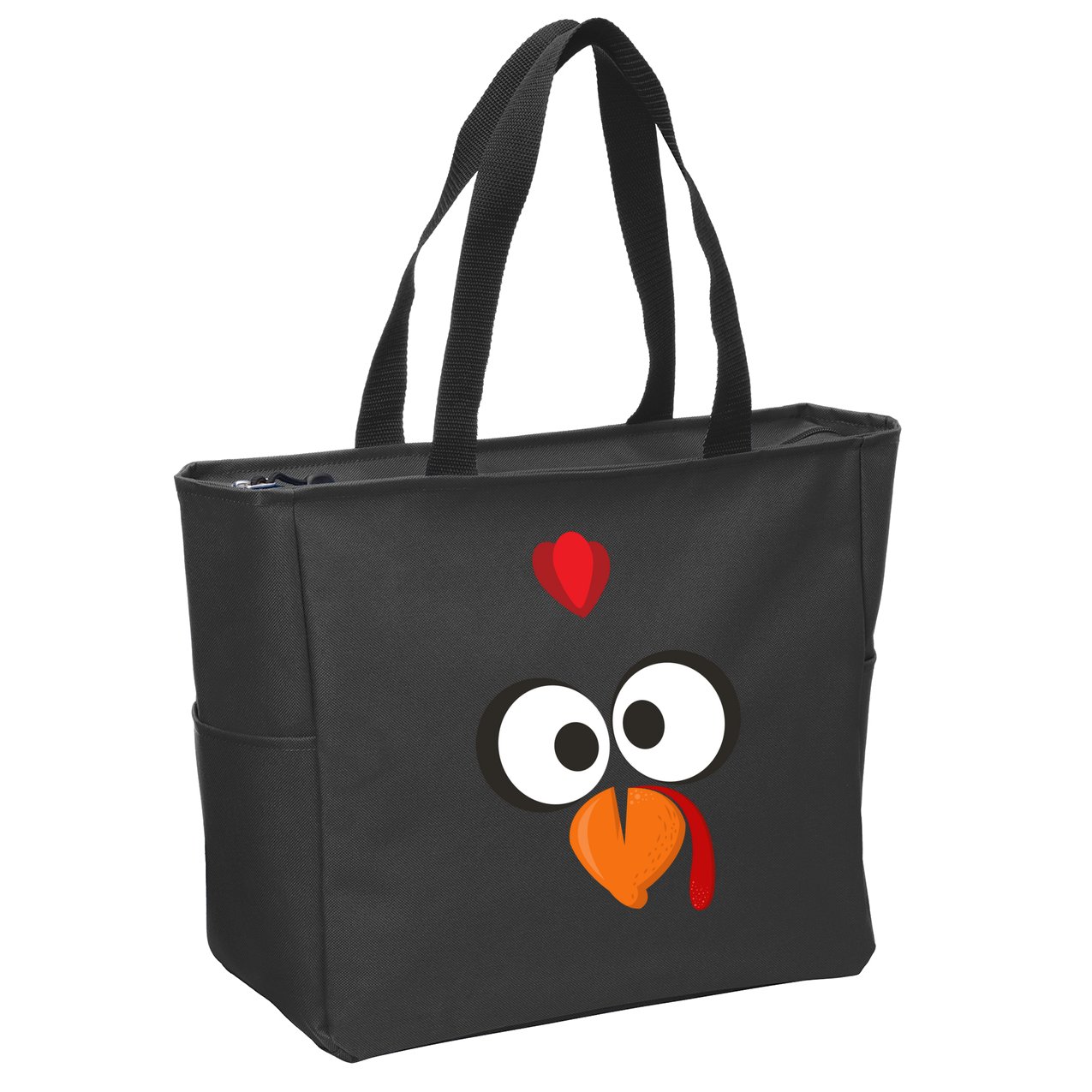 Funny Gobble Turkey Face Zip Tote Bag