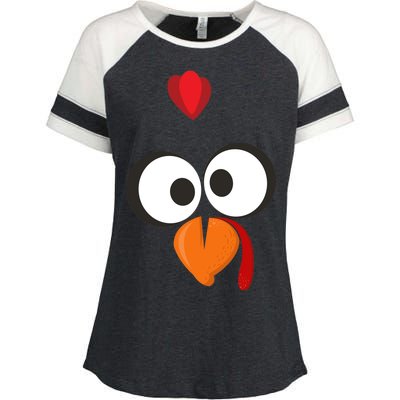 Funny Gobble Turkey Face Enza Ladies Jersey Colorblock Tee