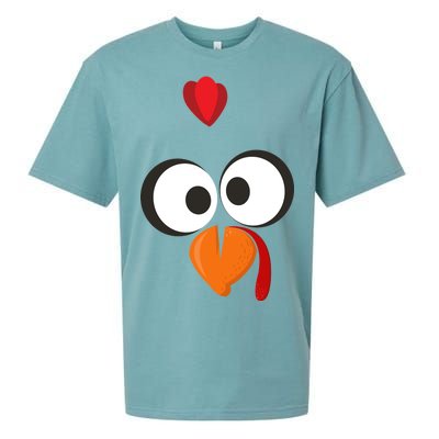 Funny Gobble Turkey Face Sueded Cloud Jersey T-Shirt